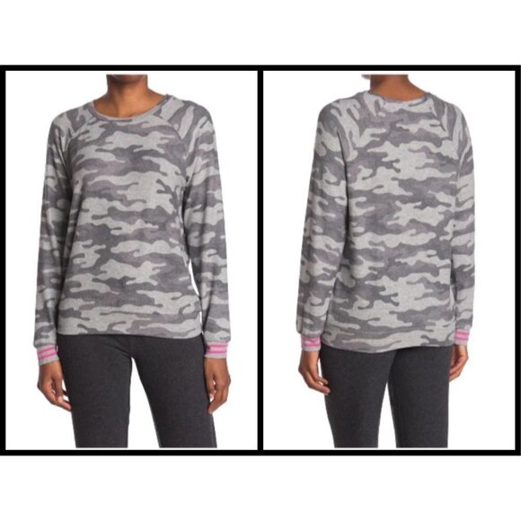 💕PJ SALVAGE💕 Long Sleeve Print Top ~ Grey Camouflage - Picture 1 of 11